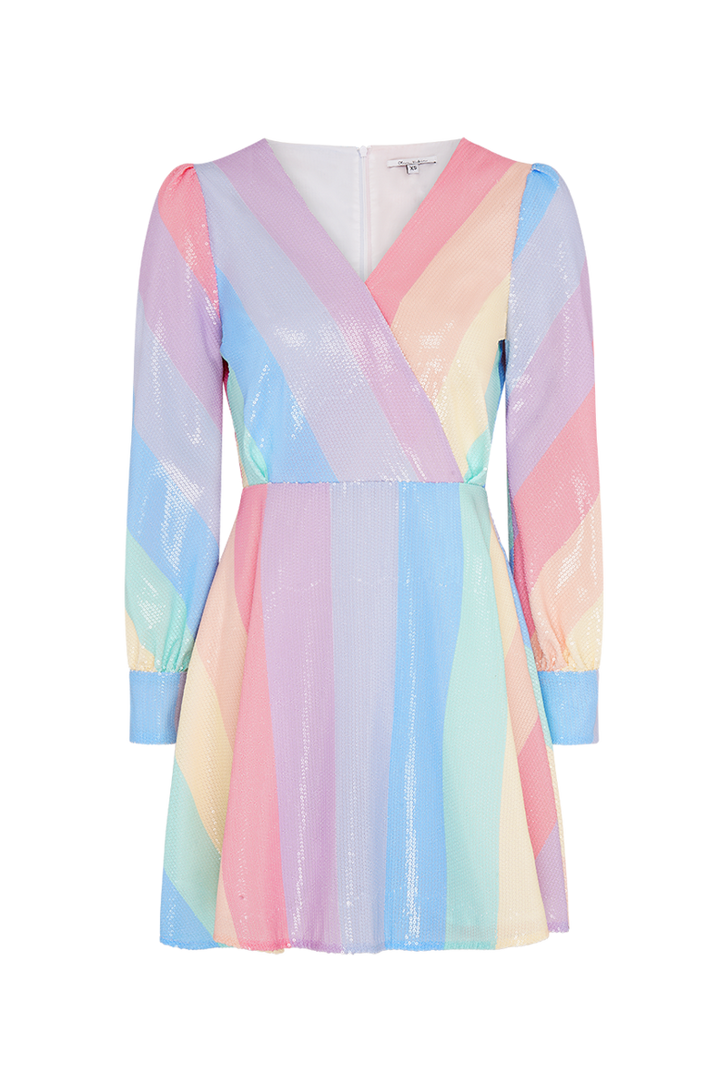Taylor Pastel Multi Stripe Sequin Dress Olivia Rubin Taylor Pastel Multi Stripe Sequin Dress Olivia Rubin