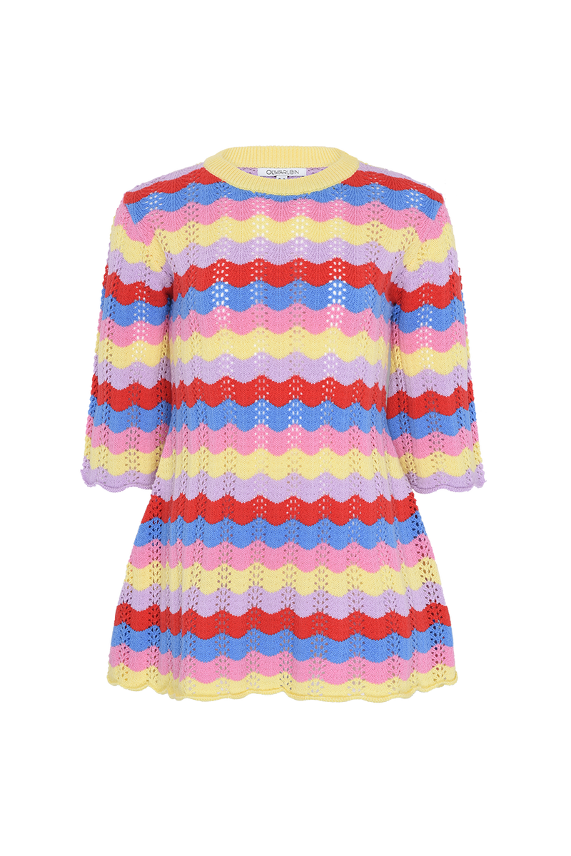 Kids Martha Tropical Pointelle Knit Dress SAMPLE – Olivia Rubin
