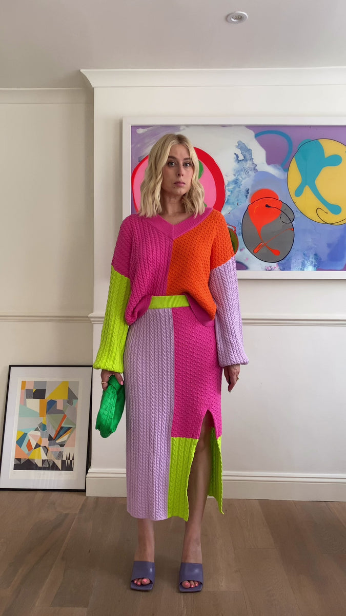 Leandra Colourblock Knit Mix Skirt – Olivia Rubin