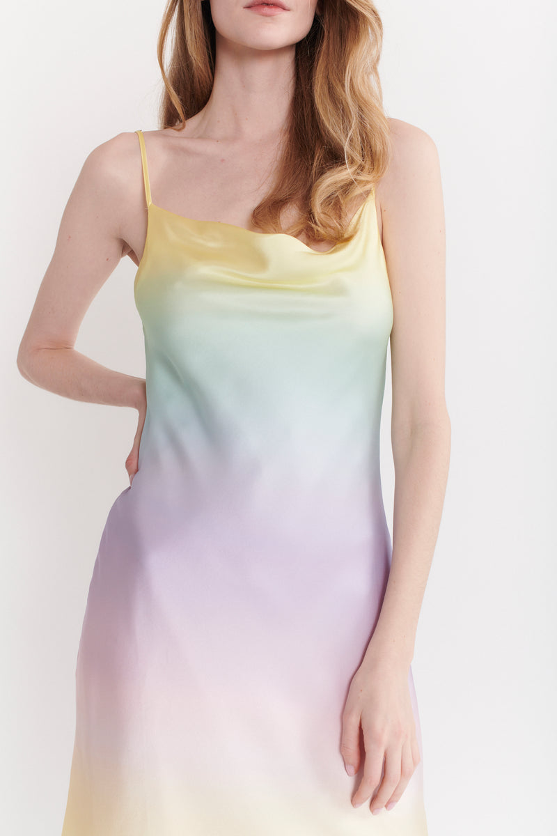 Ombré silk-blend shirt dress