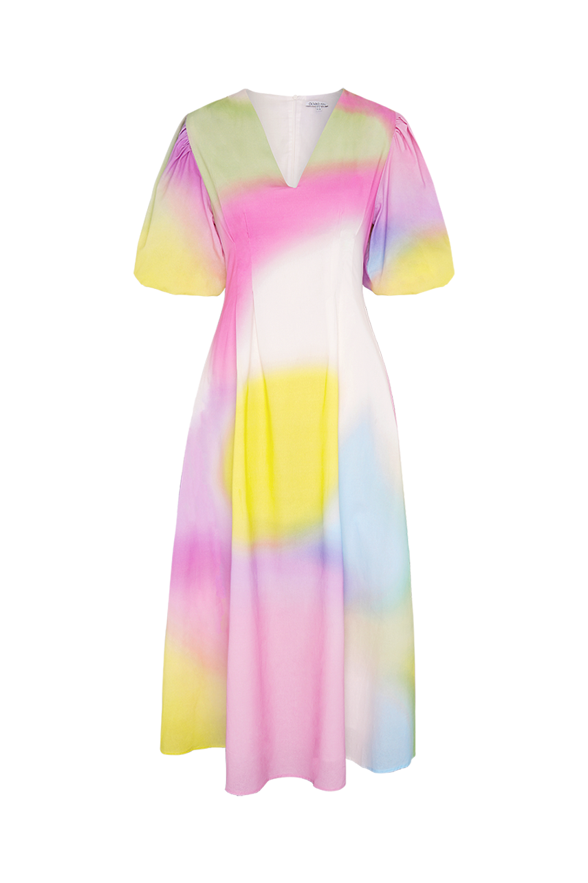 Zadie Pastel Blur Midi Dress – Olivia Rubin