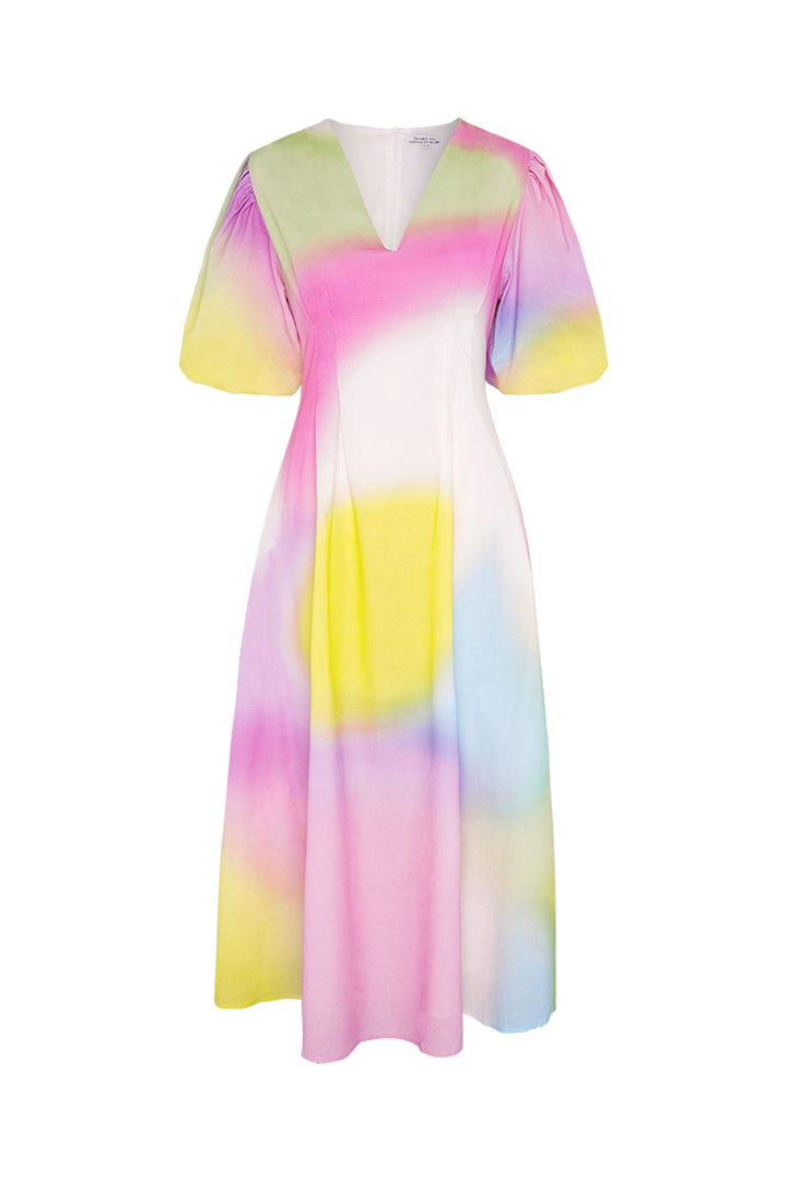 Zadie Pastel Blur Midi Dress – Olivia Rubin
