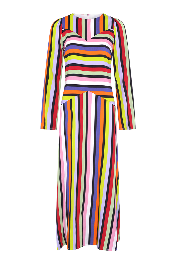Theo Multicolour Stripe Mix Midi Dress RENTAL – Olivia Rubin