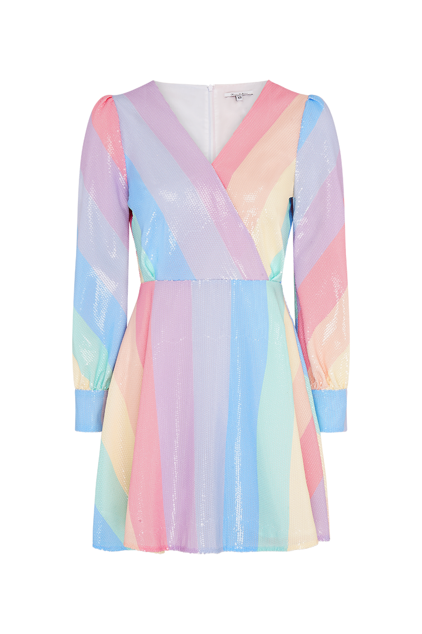 Taylor Pastel Multi Stripe Sequin Dress Olivia Rubin Taylor Pastel Multi Stripe Sequin Dress Olivia Rubin