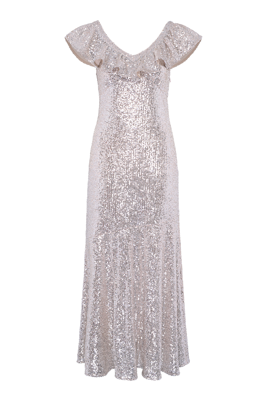 Rex Silver Sequin Maxi Dress Olivia Rubin Rex Silver Sequin Maxi Dress Olivia Rubin