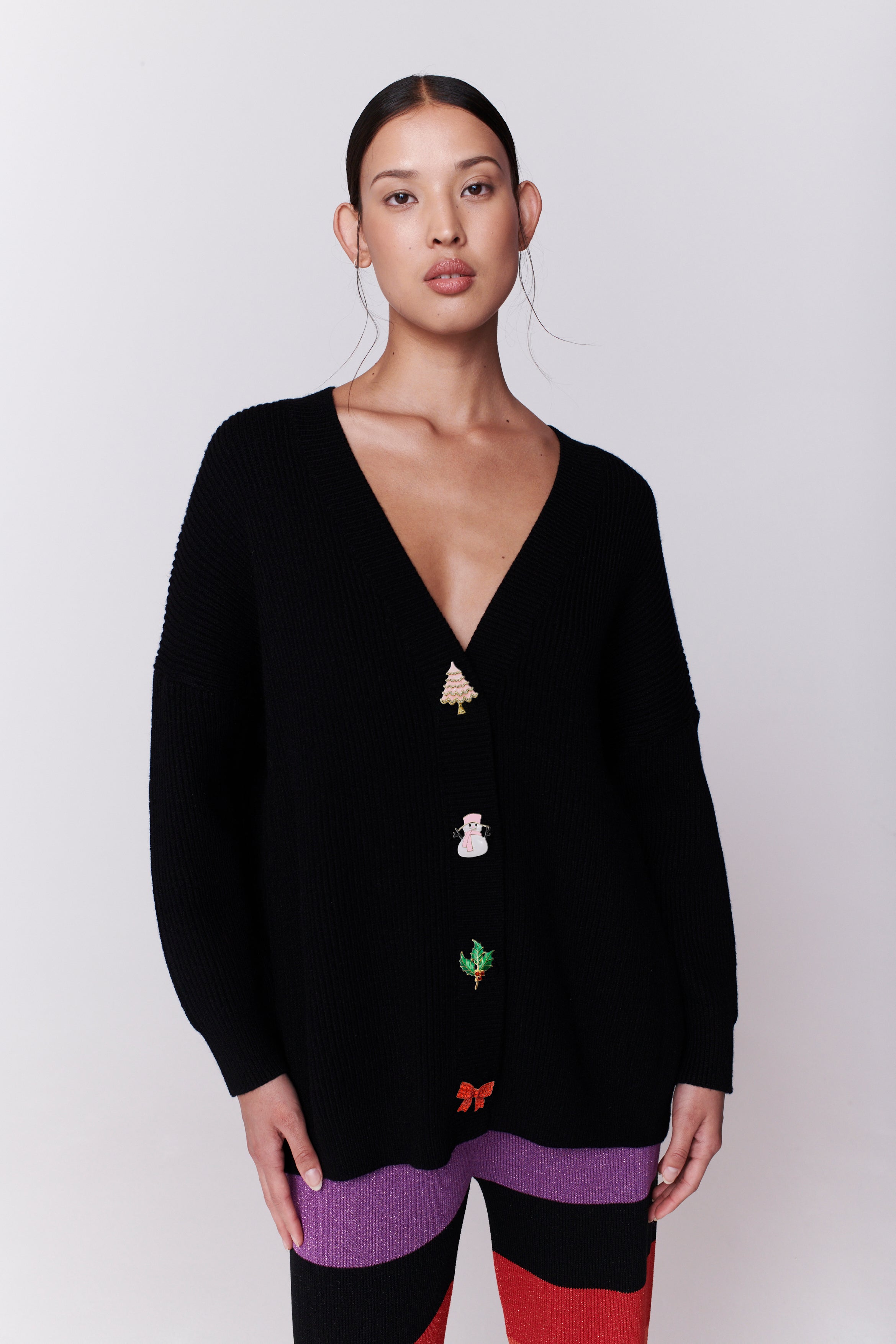 Frankie Black Christmas Cardigan