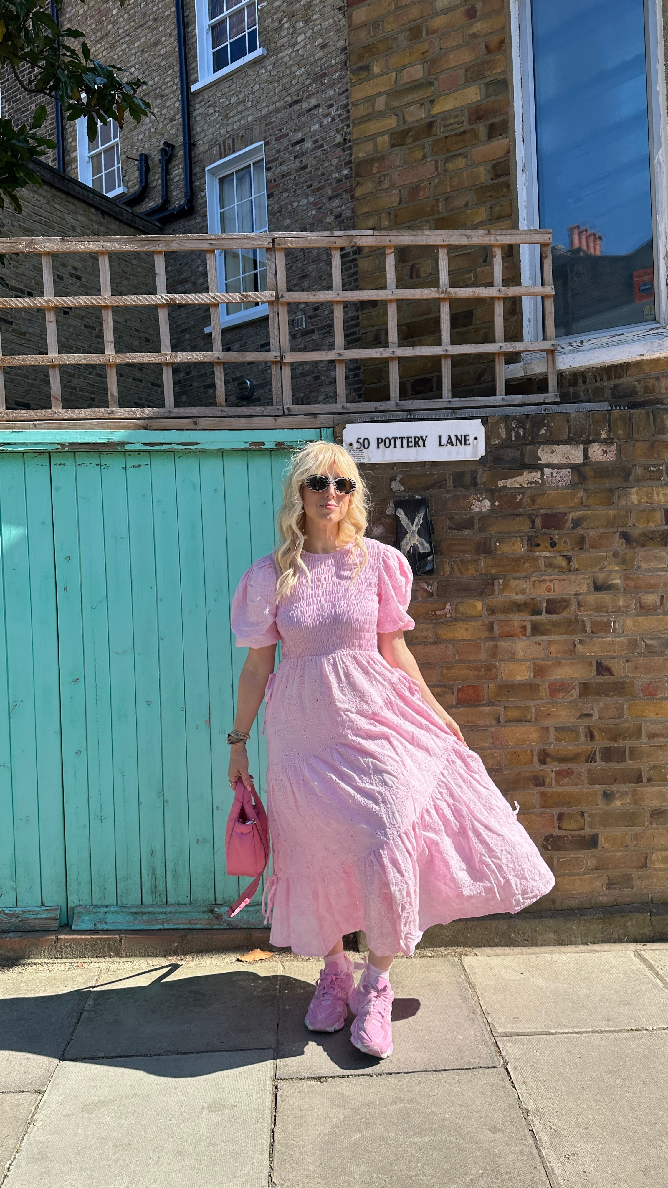 Luisa Pink Broderie Anglaise Midi Dress RENTAL Olivia Rubin Luisa Pink Broderie Anglaise Midi Dress RENTAL Olivia Rubin