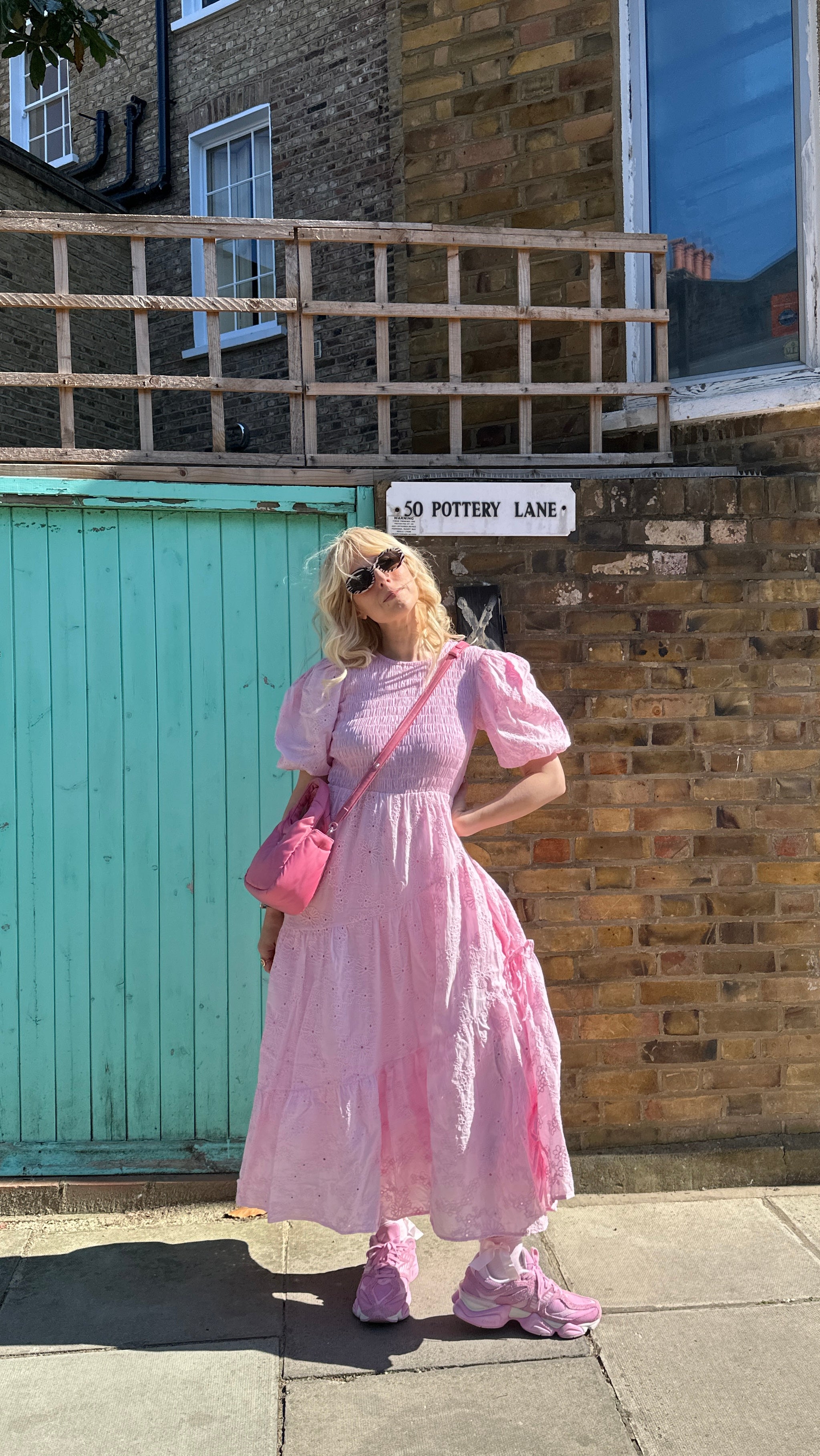 Luisa Pink Broderie Anglaise Midi Dress RENTAL Olivia Rubin Luisa Pink Broderie Anglaise Midi Dress RENTAL Olivia Rubin