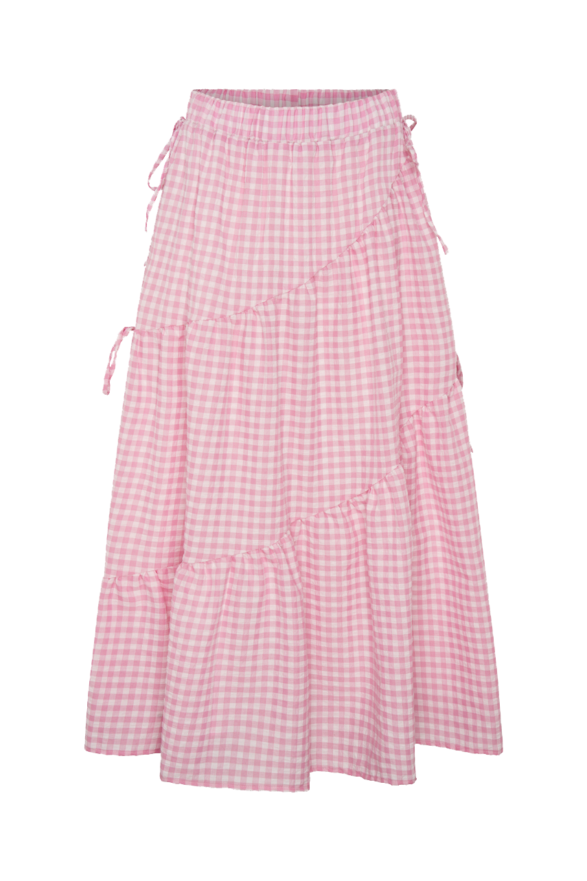 Kinza Tiered Pink Gingham Maxi Skirt – Olivia Rubin