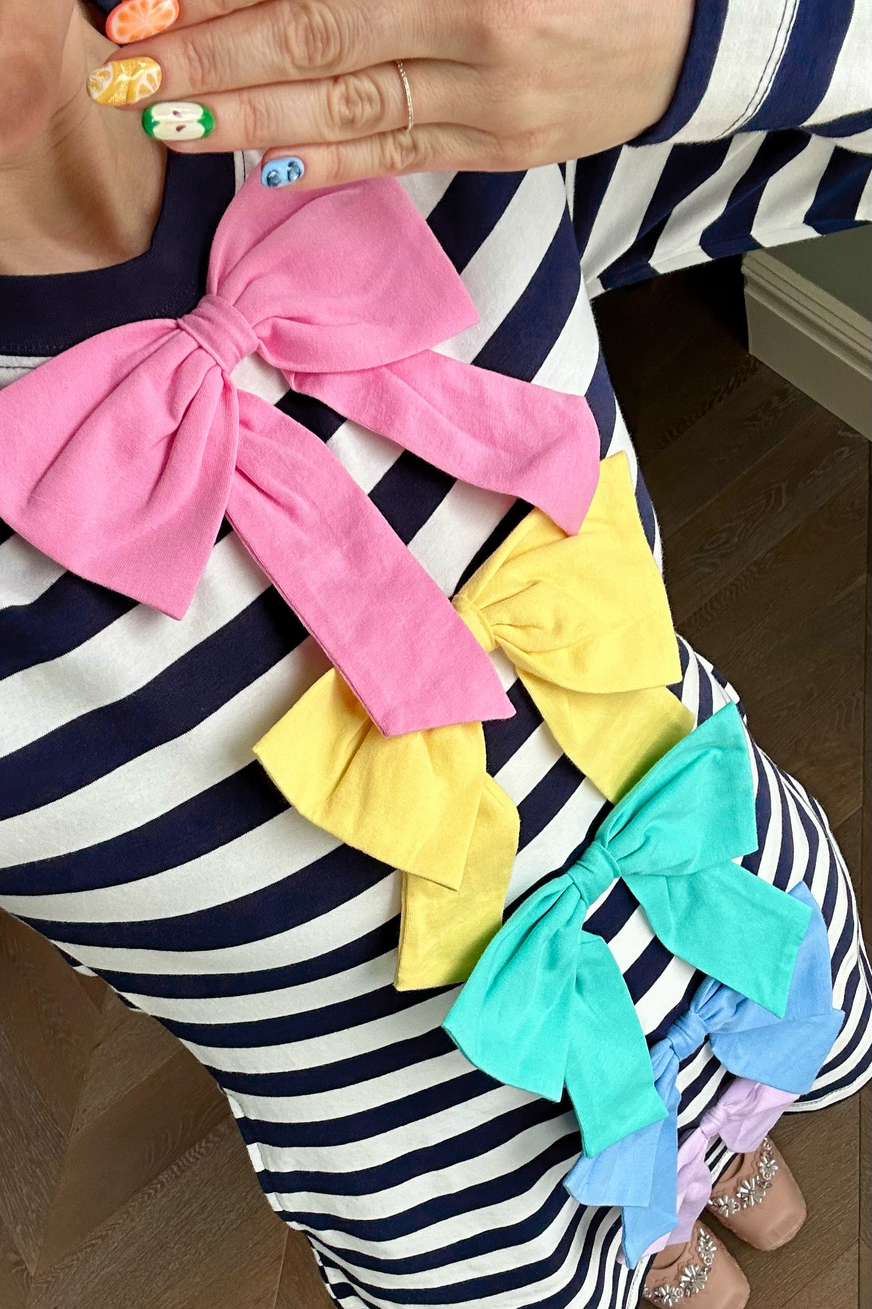 Nina Navy Stripe Bow Mini Dress