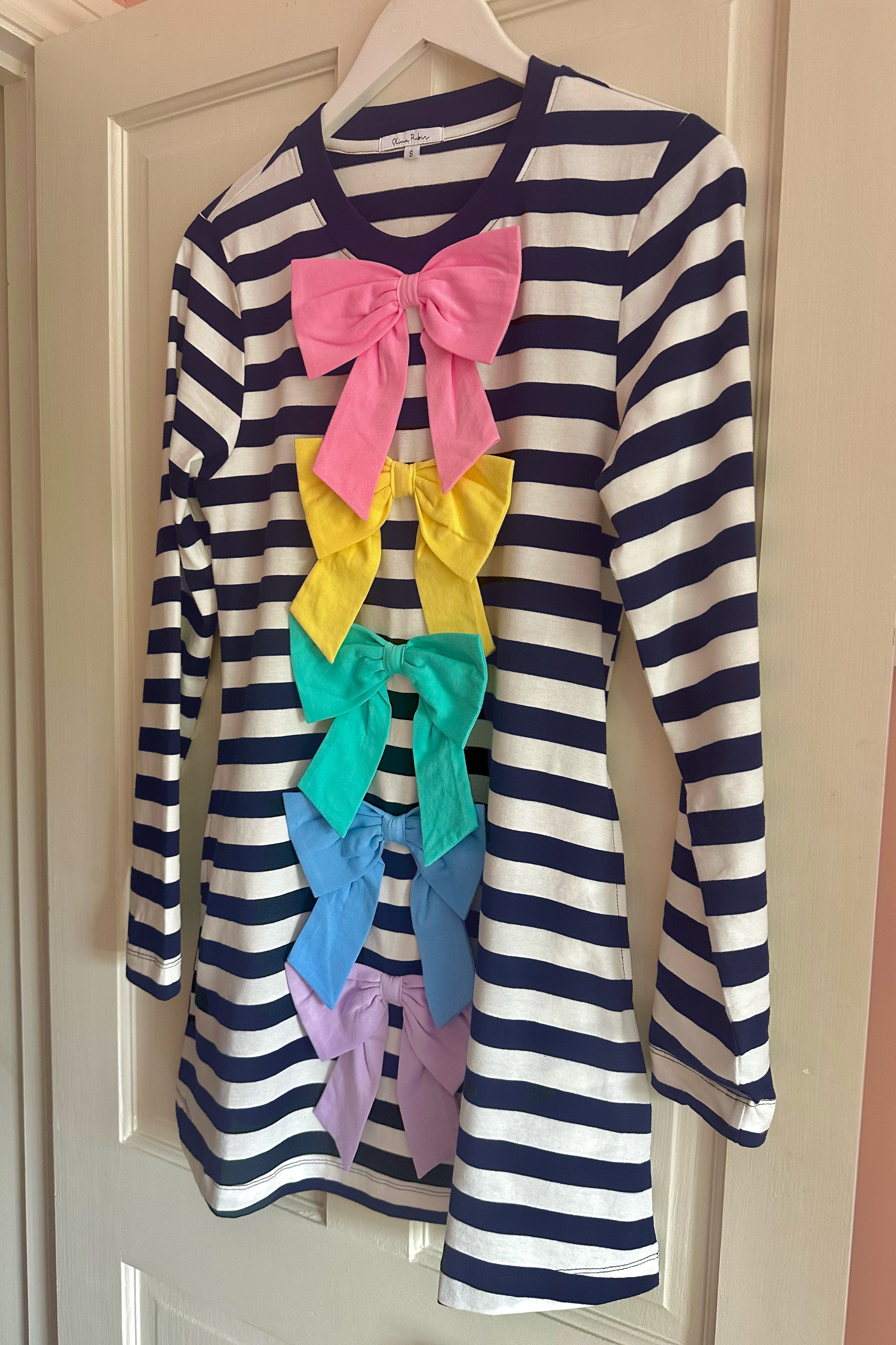 Nina Navy Stripe Bow Mini Dress