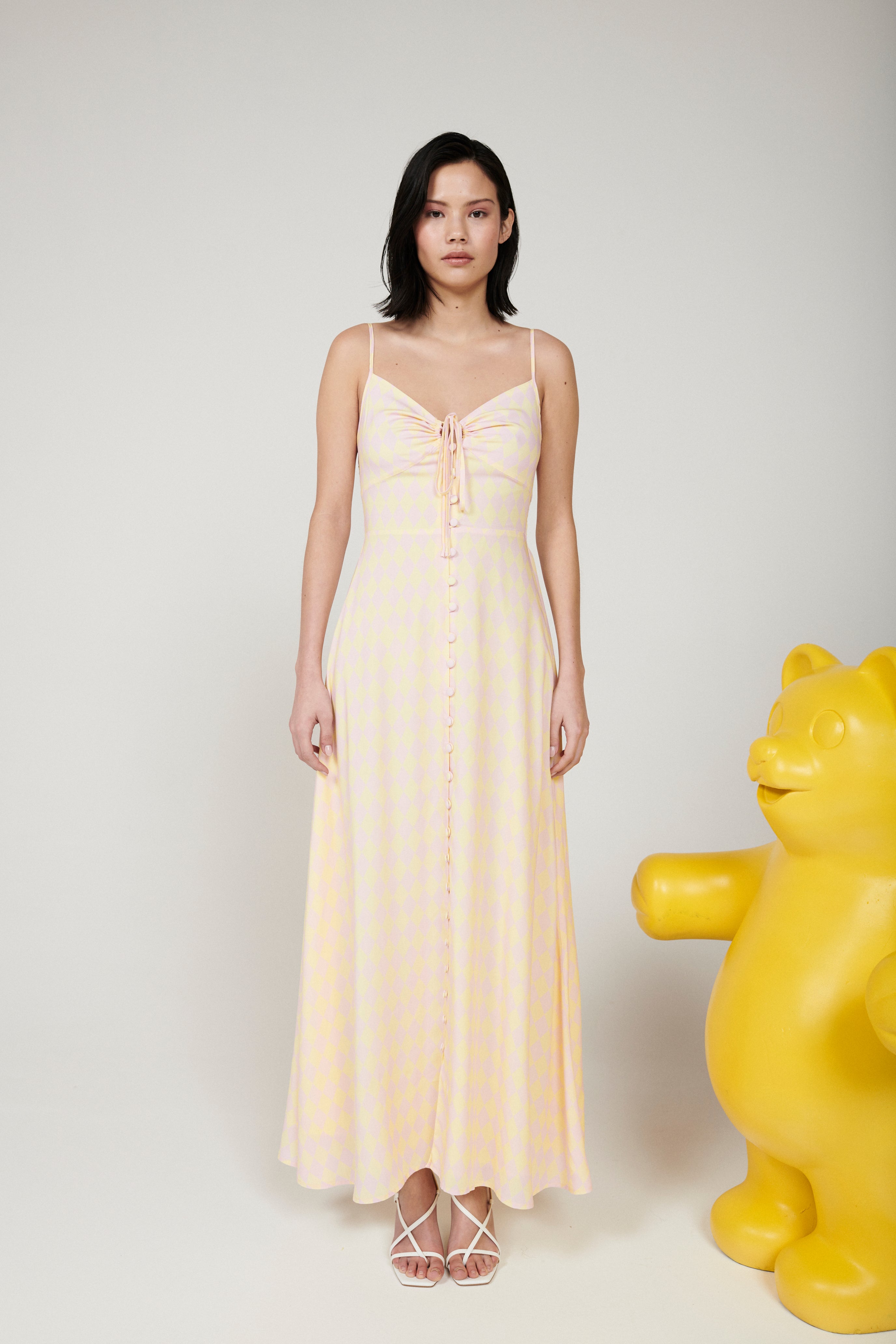Jolene Harlequin Satin Midi Dress RENTAL Olivia Rubin Jolene Harlequin Satin Midi Dress RENTAL Olivia Rubin