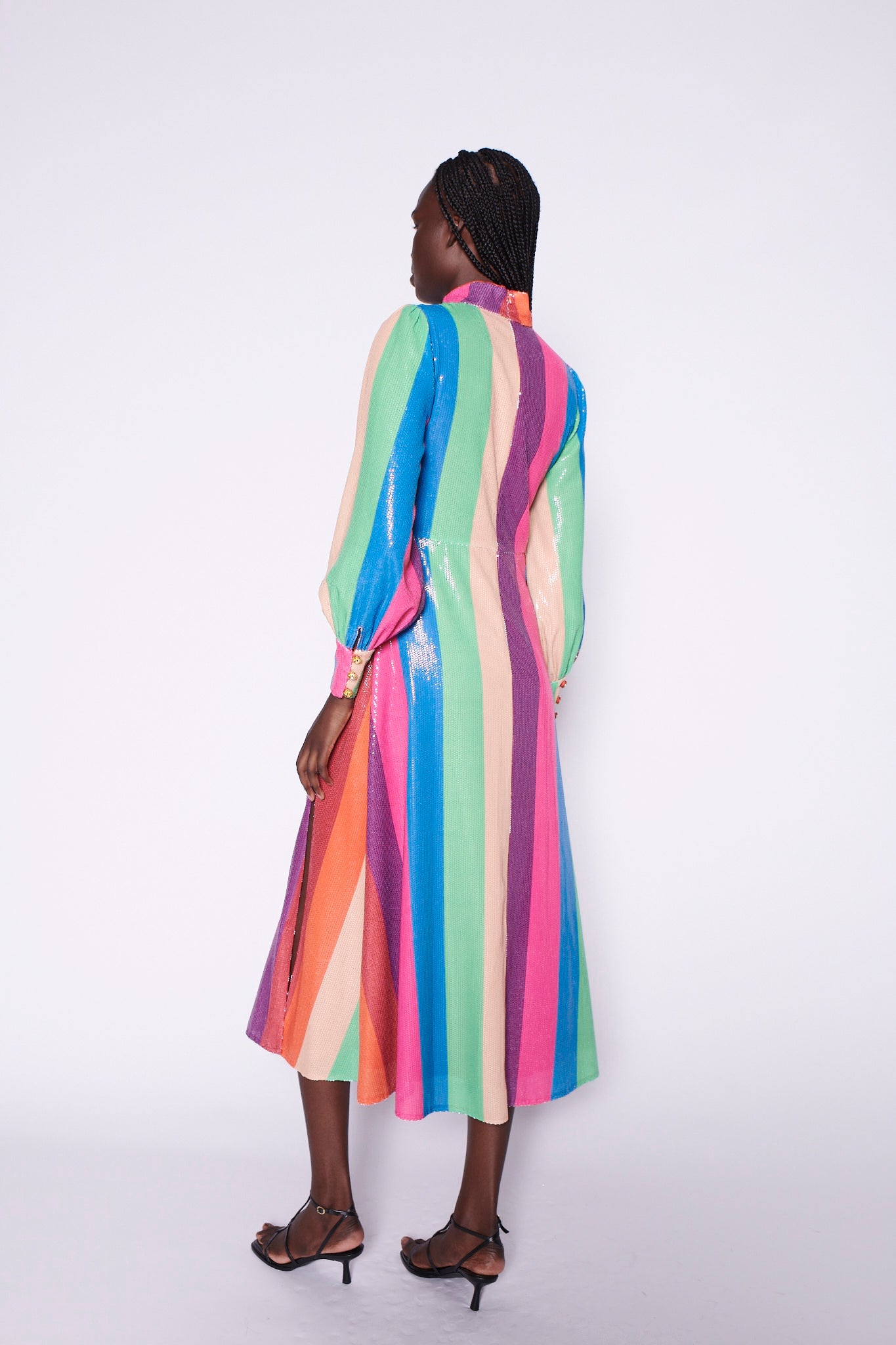 striped sequin midi dress Striped Sequin Midi Dress L