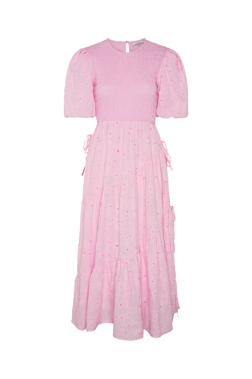 pink broderie midi dress Meera Broderie Midi Dress Pink