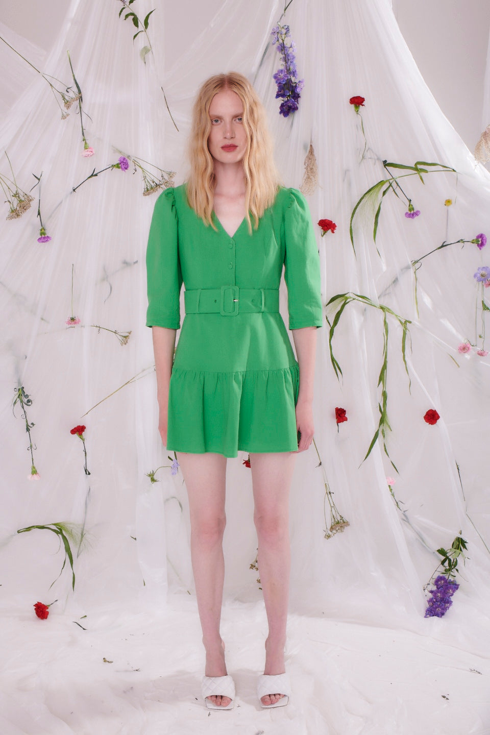 Enola Green Belted Mini Dress RENTAL Olivia Rubin Enola Green Belted Mini Dress RENTAL Olivia Rubin