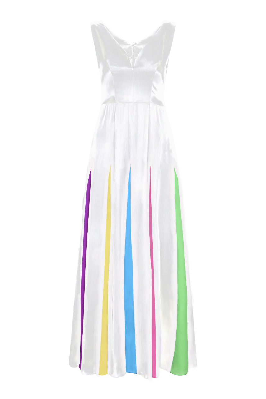 Jade White Rainbow Silk Godet Gown Olivia Rubin Jade White Rainbow Silk Godet Gown Olivia Rubin