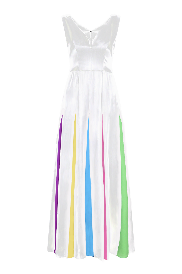olivia rubin silk dress OLIVIA RUBIN CICI DRESS NEAPOLITAN PASTAL TIERED SILK MAXI DRESS RP $700 XS