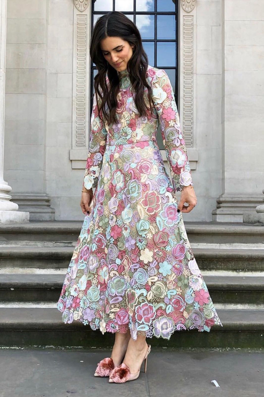 Lola Pink Guipure Lace Dress – Olivia Rubin