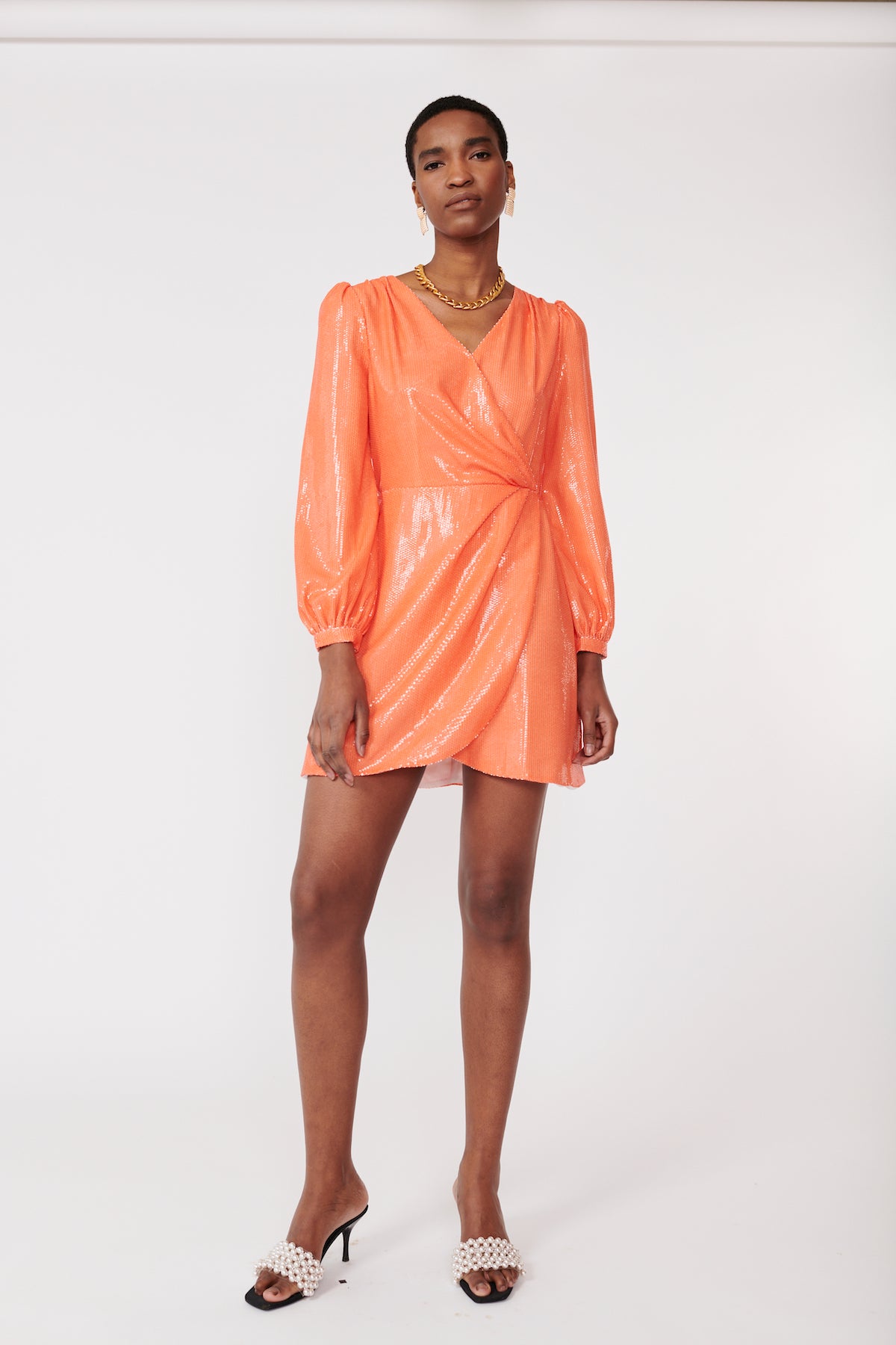 Meg Orange Sequin Mini Dress RENTAL – Olivia Rubin Meg Orange Sequin Mini Dress RENTAL – Olivia Rubin