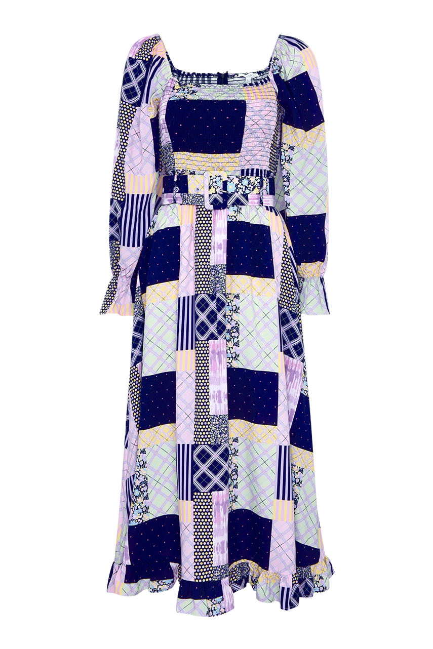 Effie Dark Patchwork Midi Dress SAMPLE – Olivia Rubin