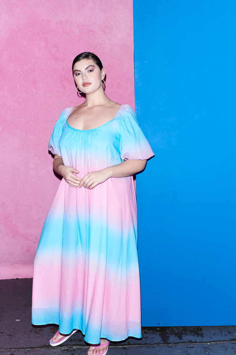 Olympia Blue Pink Ombre Maxi Dress RENTAL  Olivia Rubin