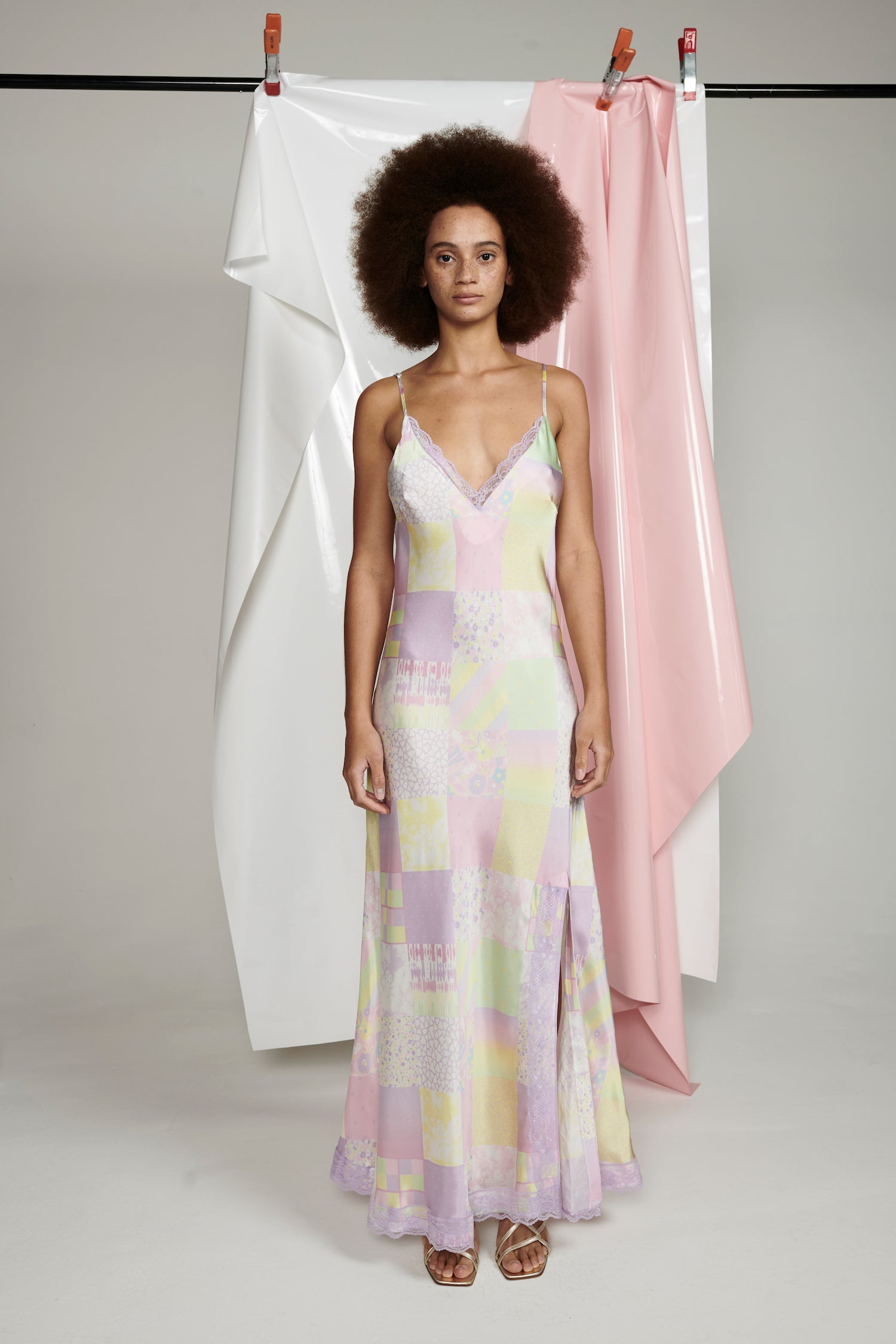 Veronica Light Patchwork Slip Dress - Main Image