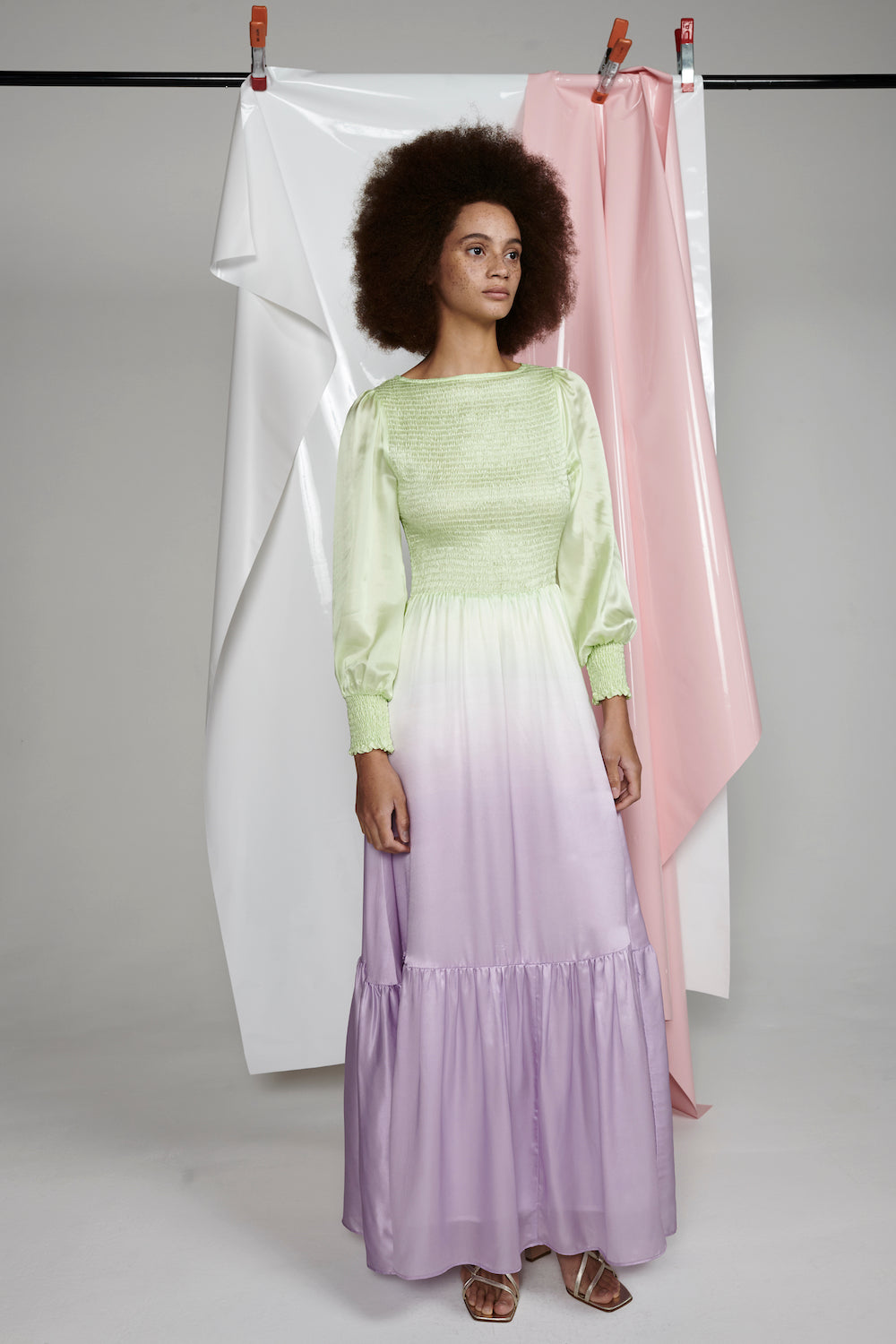 Sadie Lilac Green Ombre Silk Dress RENTAL Olivia Rubin Sadie Lilac Green Ombre Silk Dress RENTAL Olivia Rubin