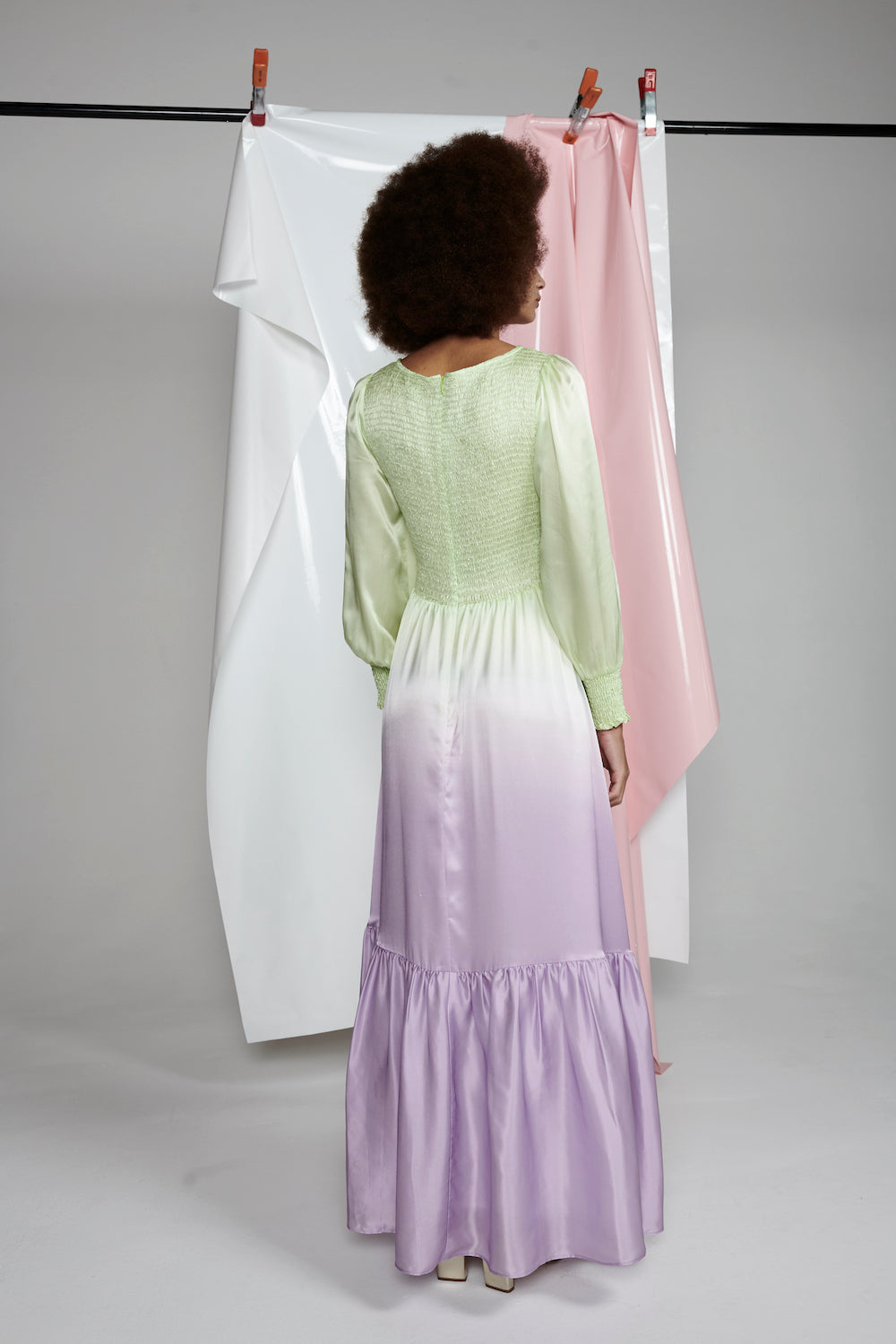 Sadie Lilac Green Ombre Silk Dress RENTAL Olivia Rubin Sadie Lilac Green Ombre Silk Dress RENTAL Olivia Rubin