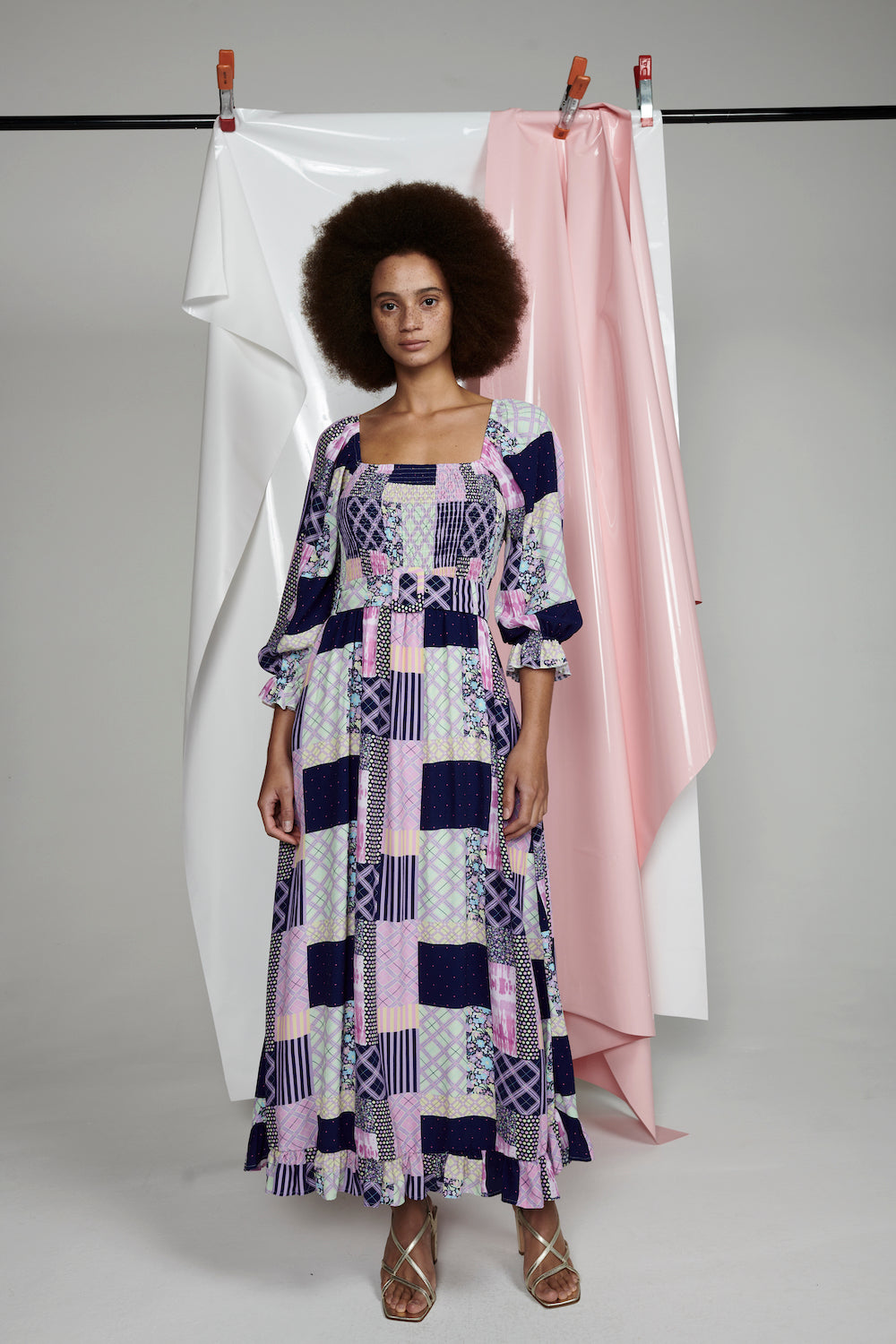 Effie Dark Patchwork Midi Dress SAMPLE – Olivia Rubin