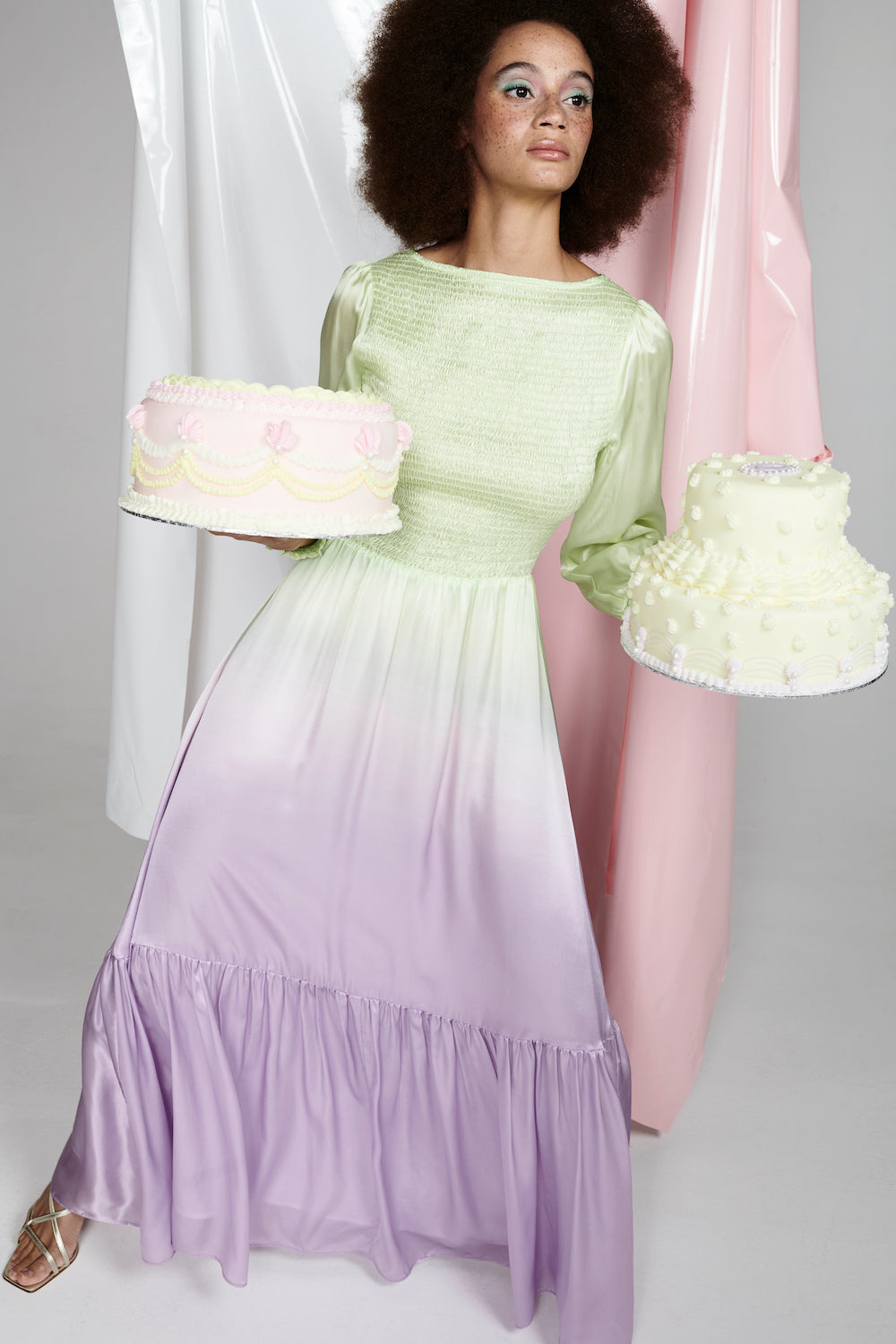 Sadie Lilac Green Ombre Silk Dress RENTAL Olivia Rubin Sadie Lilac Green Ombre Silk Dress RENTAL Olivia Rubin