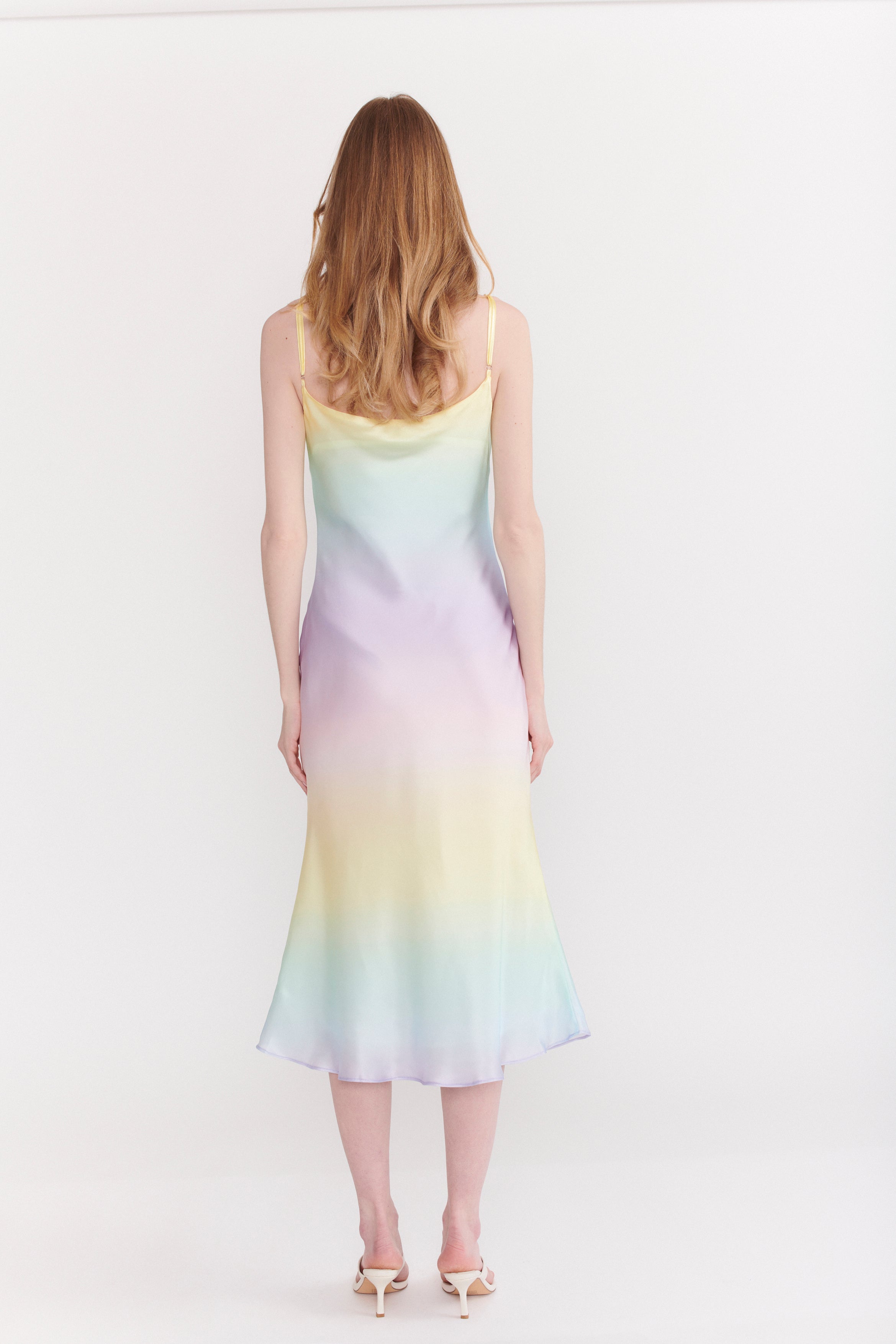 Aubrey Pastel Ombre Silk Satin Slip Dress RENTAL Olivia Rubin Aubrey Pastel Ombre Silk Satin Slip Dress RENTAL Olivia Rubin