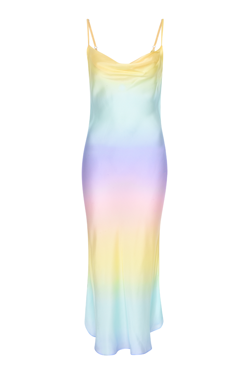 Aubrey Pastel Ombre Silk Satin Slip Dress RENTAL Olivia Rubin Aubrey Pastel Ombre Silk Satin Slip Dress RENTAL Olivia Rubin