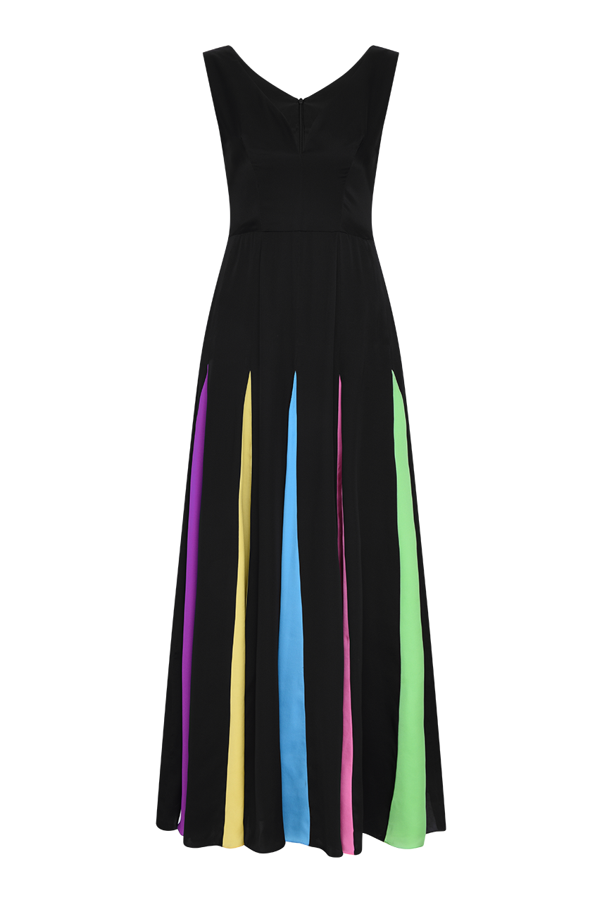 Jade Black Rainbow Silk Godet Gown Olivia Rubin Jade Black Rainbow Silk Godet Gown Olivia Rubin